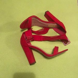 Red chunky heel! Brand new worn once for a shoot!